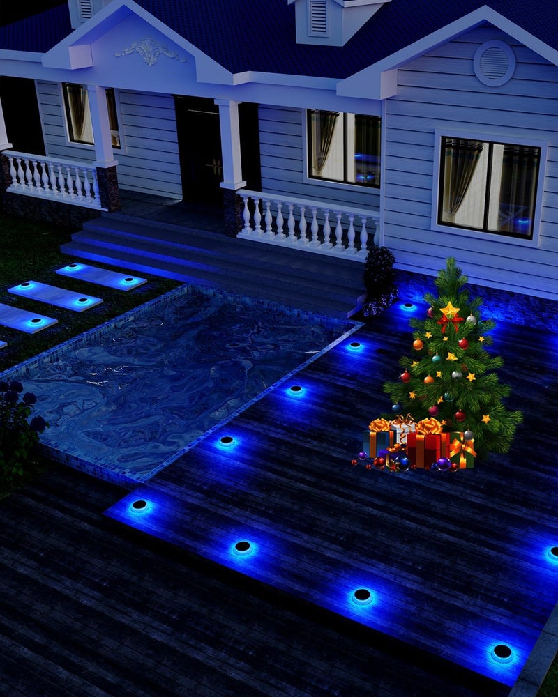 DetarZinLED 6 Packs Solar Driveway Lights, Blue Dock Deck Lights Solar Powered Outdoor IP68 Waterproof, Stick on Light for Step, Stair, Driveway, Pool, Pathway, Walkway, Patio - Image 4